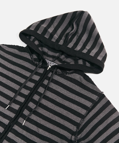 S / T Knit Hoodie Zip-Up_Black/Gray