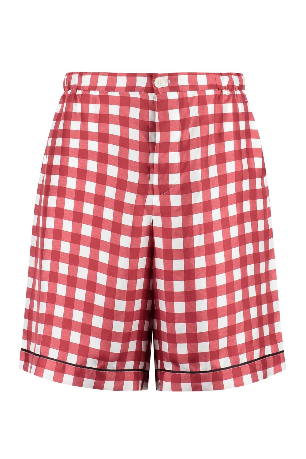 Check-print Silk Bermuda Shorts