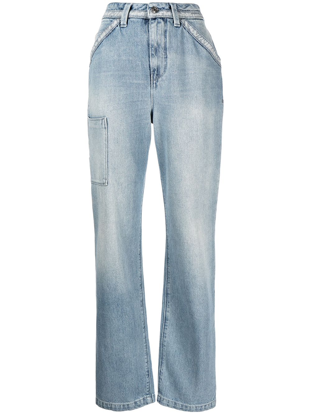 Multi-pocket straight leg jeans - Blue