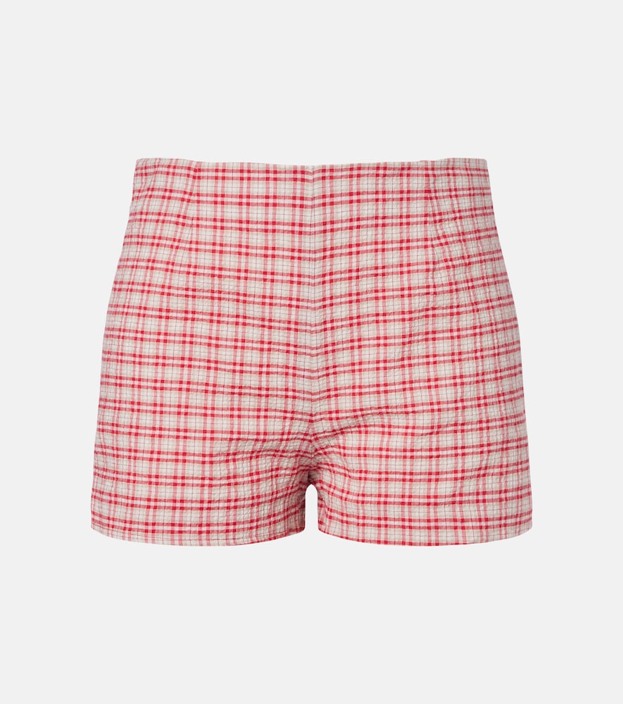 Lila checked cotton shorts