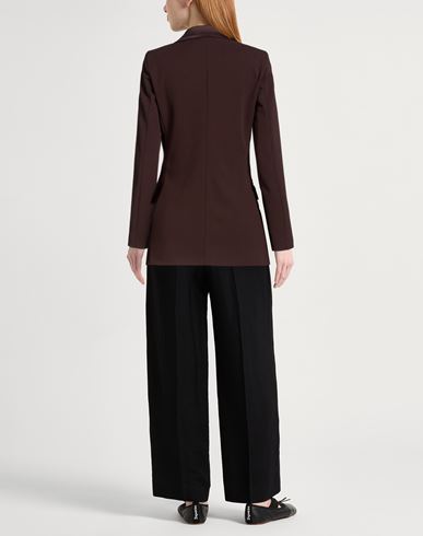 Woman Blazer Chocolate brown Size M Polyester, Elastane