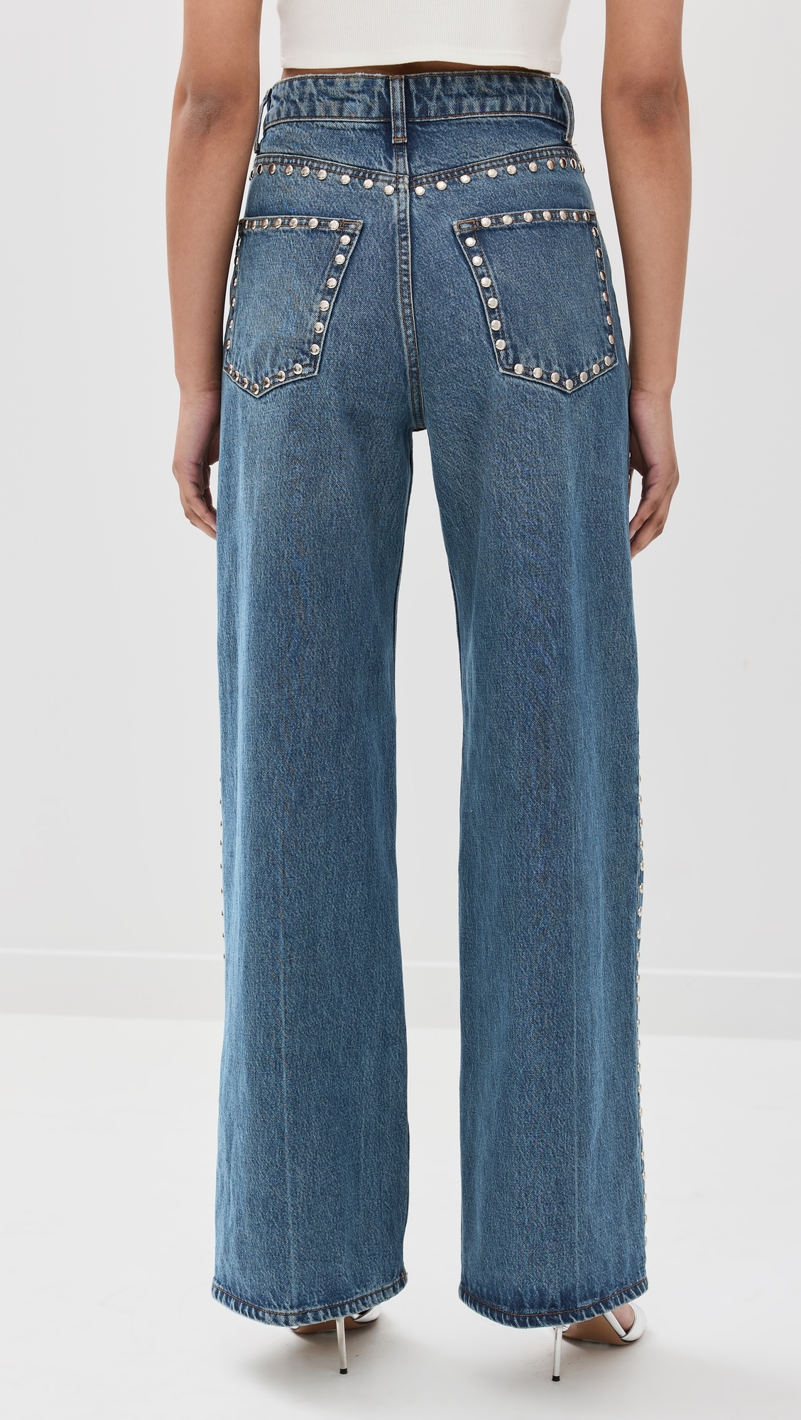 Cary High Rise Slouchy Wide Leg Jeans Chesapeake Studded