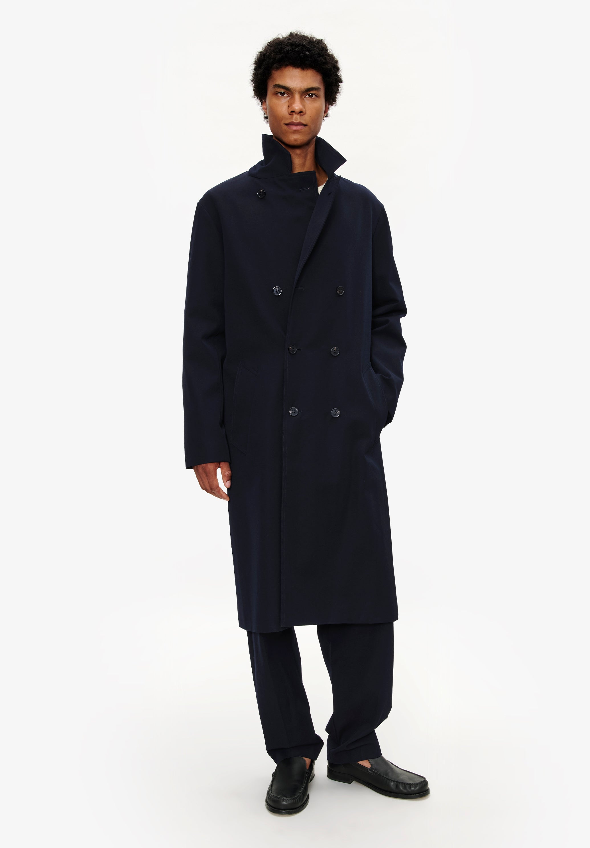 A. P.C. Men's Double-breasted coat Size: Extra Small in Dark navy blue