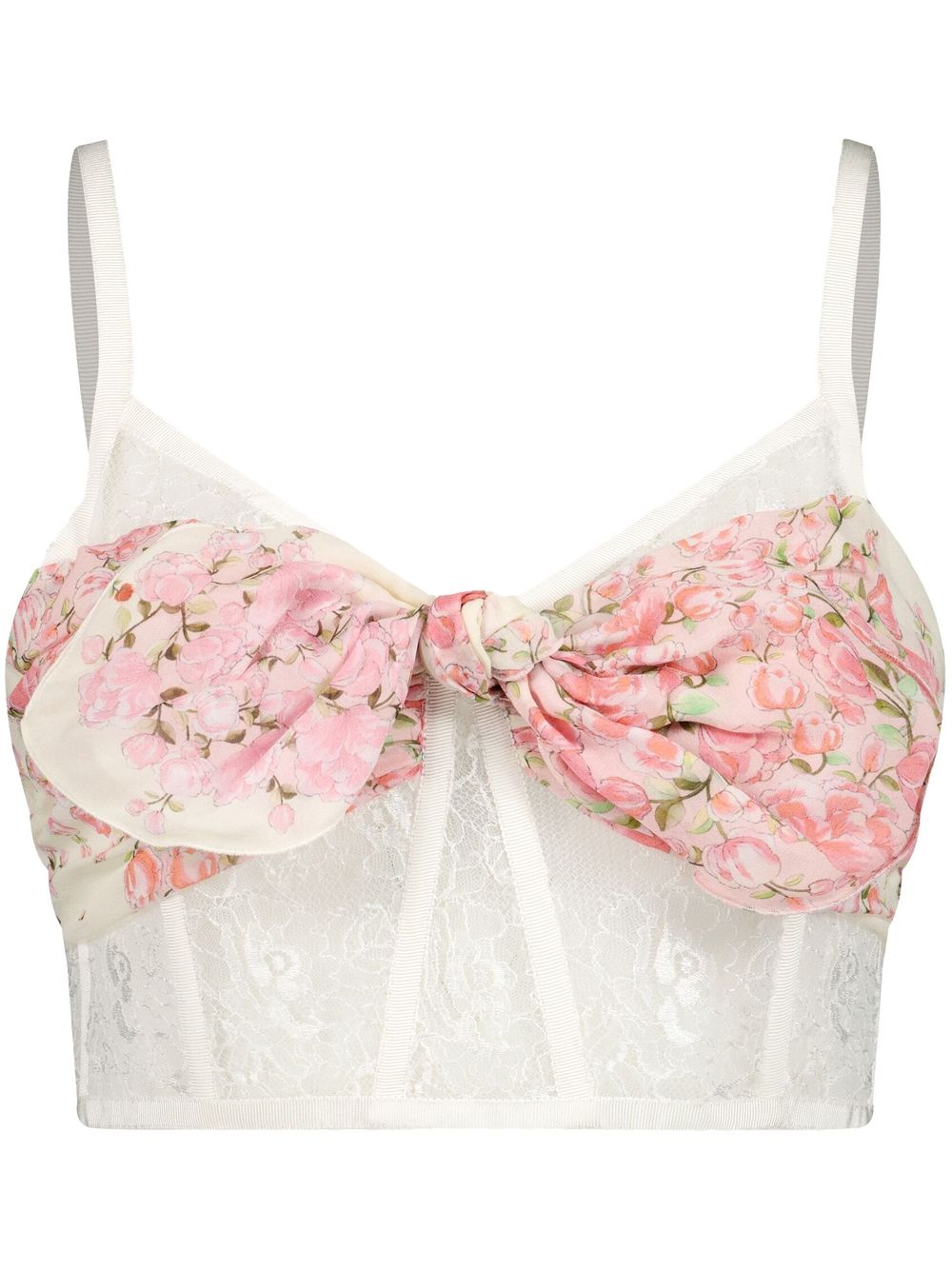Bow-embellished bralette top - White