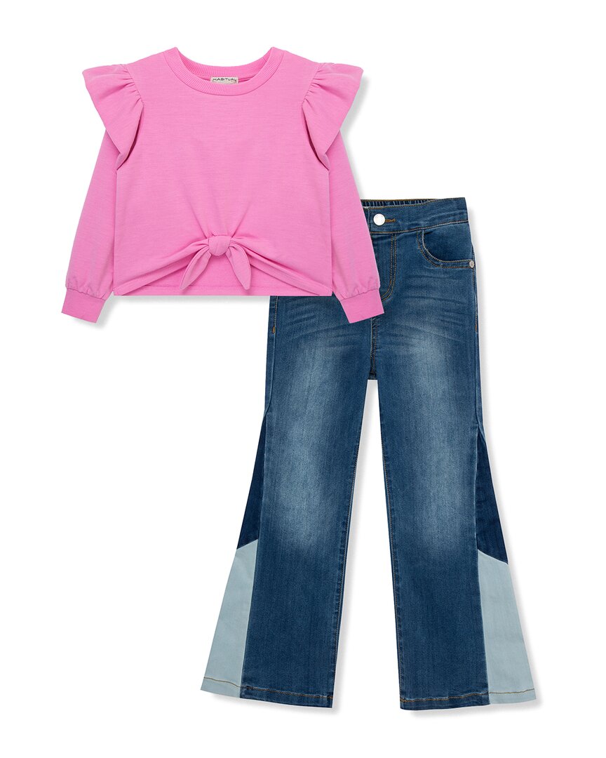 Knit Top & Patchwork Denim Set