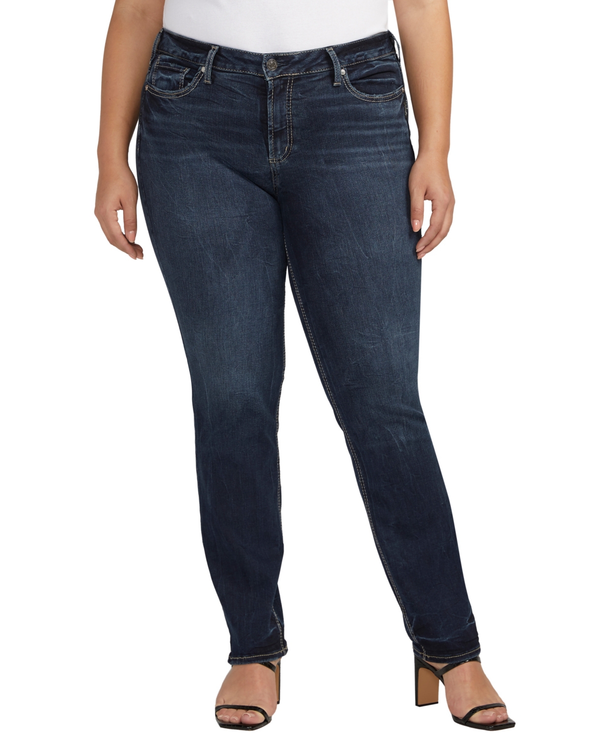 Plus Size Suki Mid Rise Straight Leg Jeans - Indigo