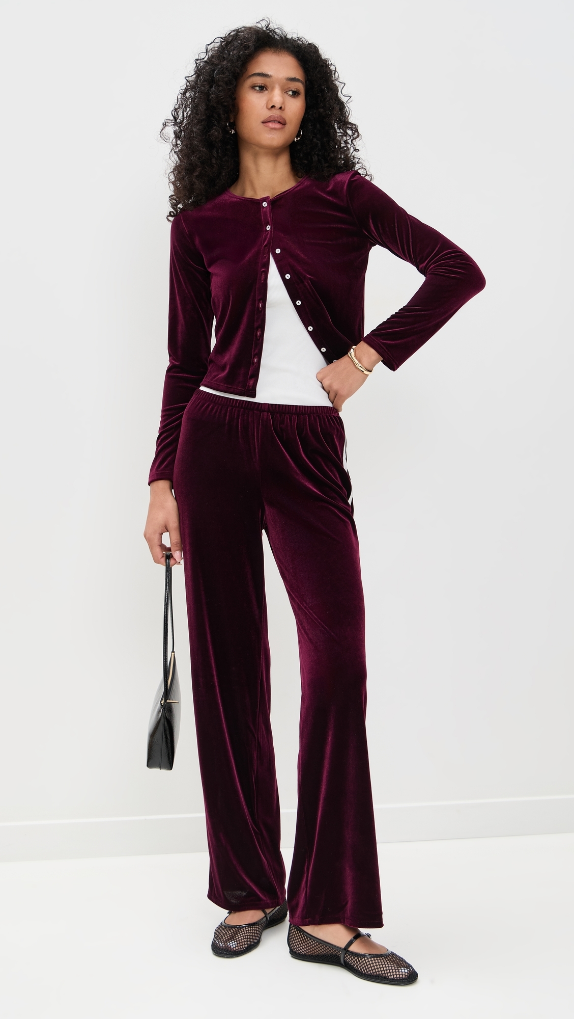 Eloise Velvet Cardigan Wine