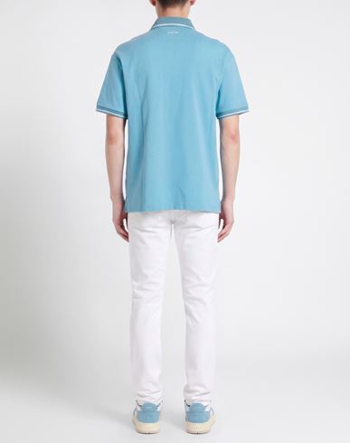 Man Polo shirt Sky blue Size M Cotton