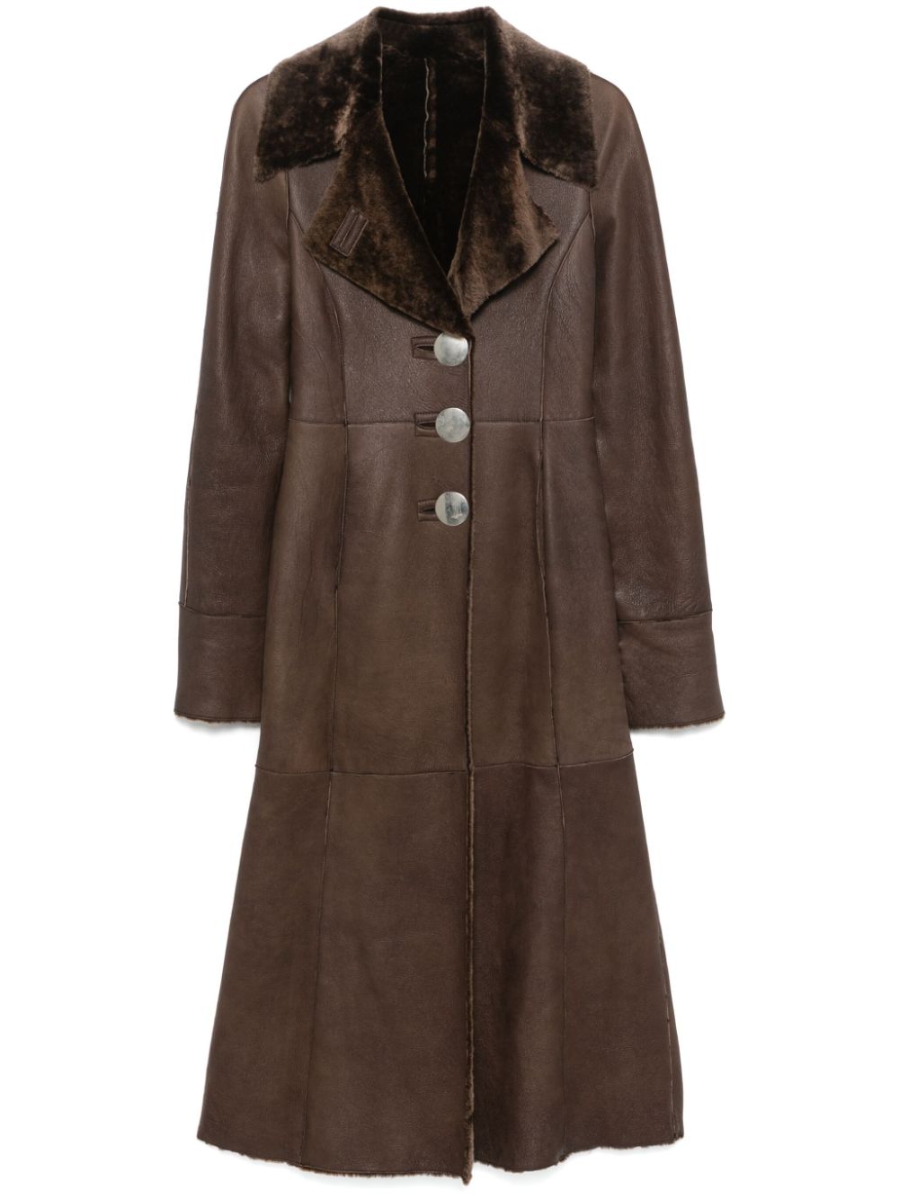 2000s leather coat - Brown