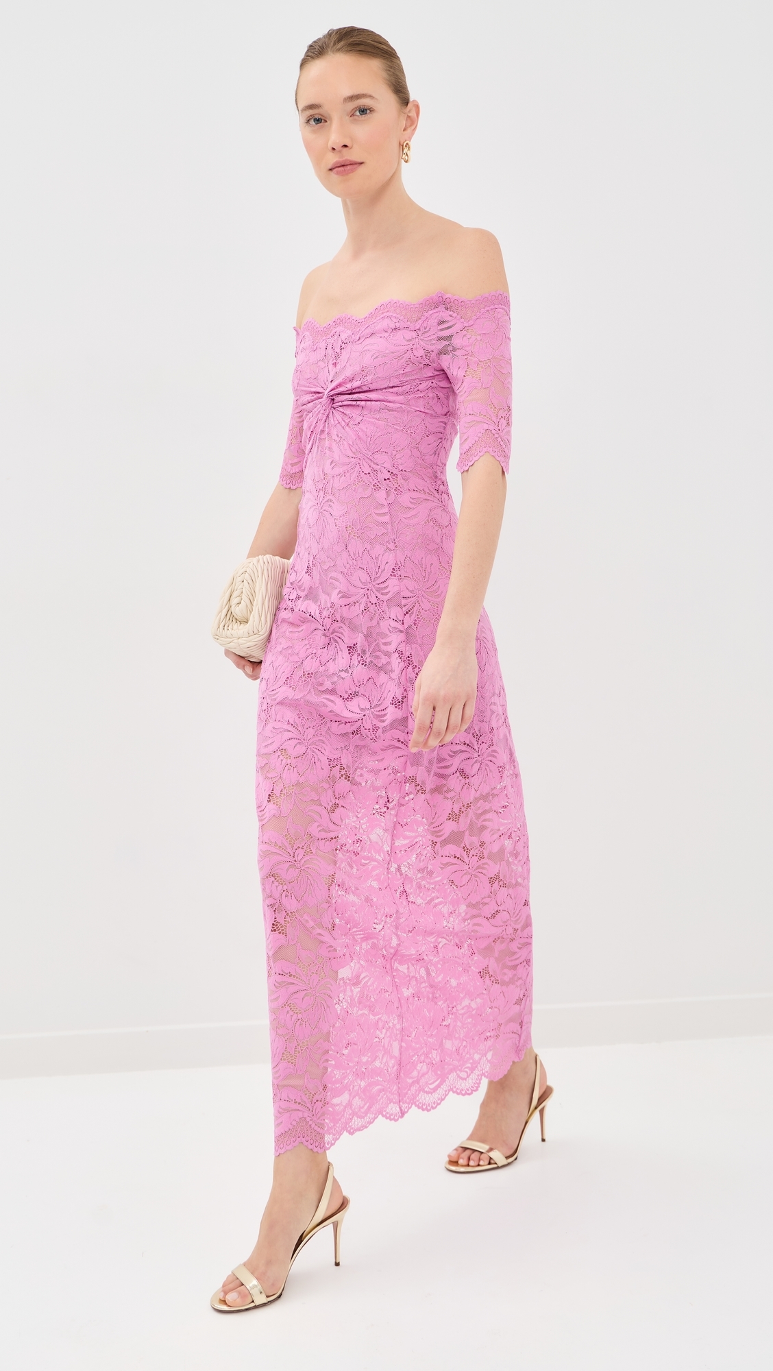 Long Dress In Lace Camelia Pink