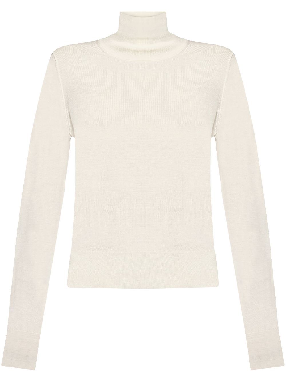 Roll-neck knit top - White