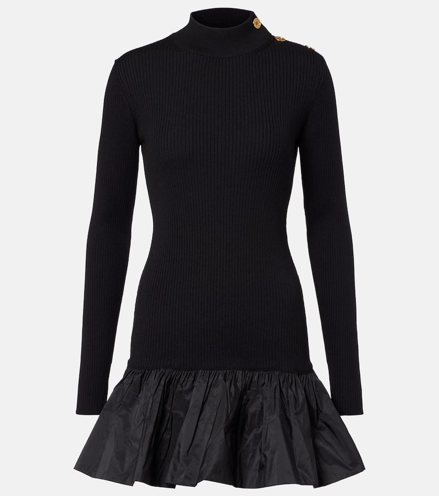 Ruffled wool minidress