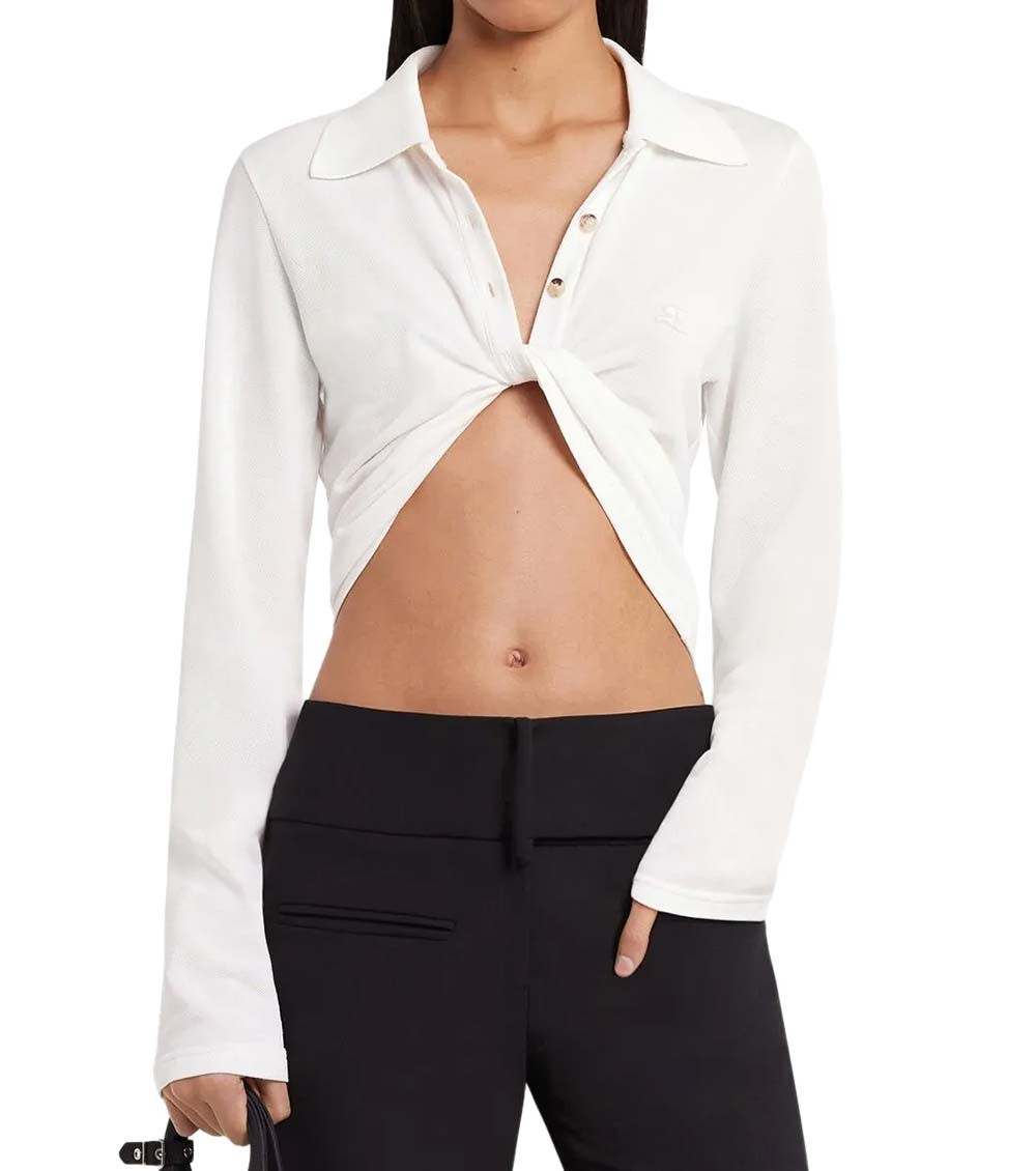 White Solid Peaked Lapel Top