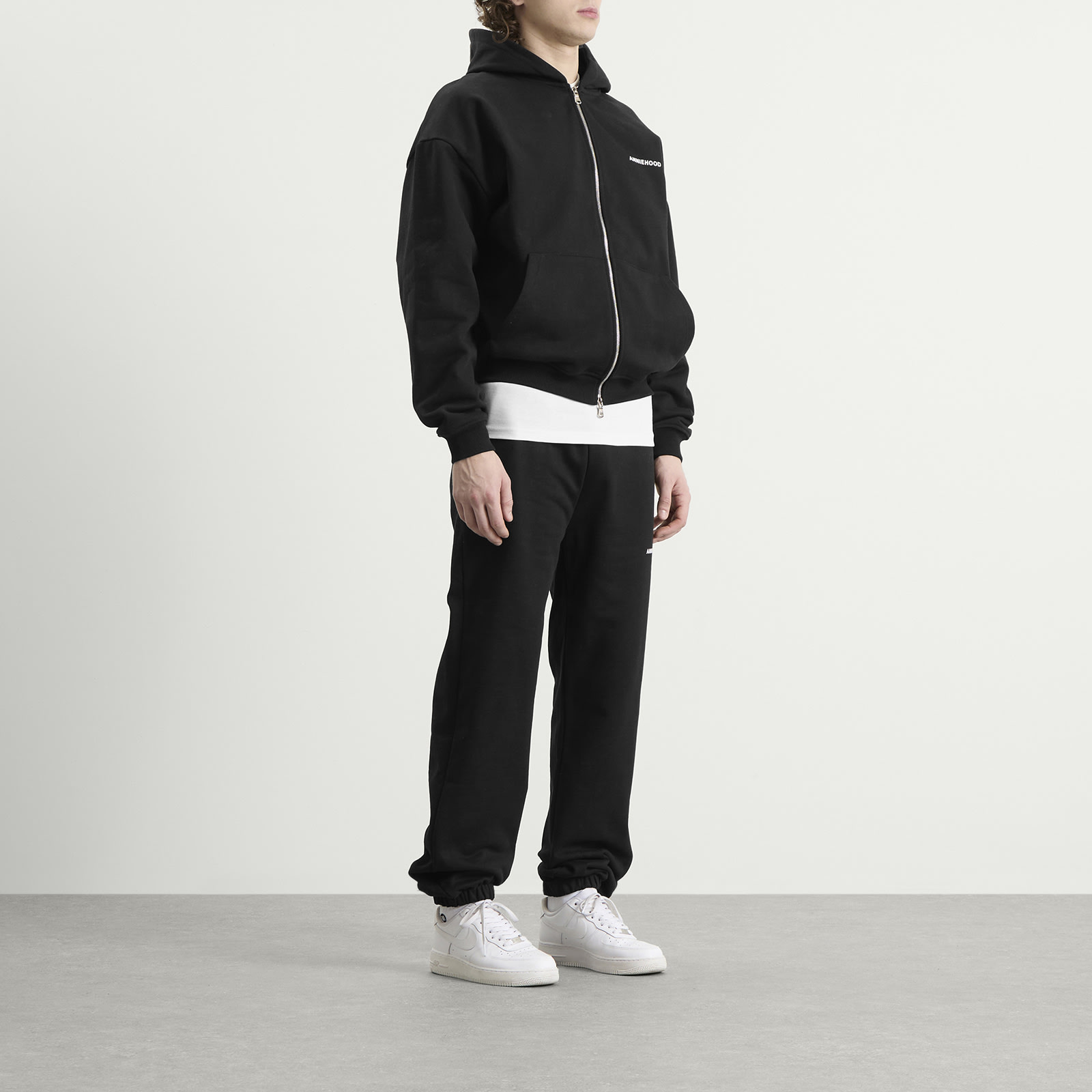 Men's Mini Logo Zip Hoodie Black