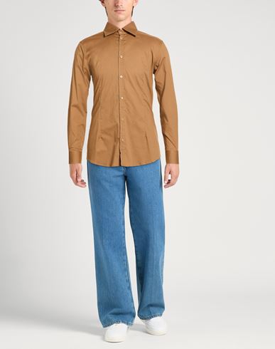 Man Shirt Camel Size M Cotton, Elastane