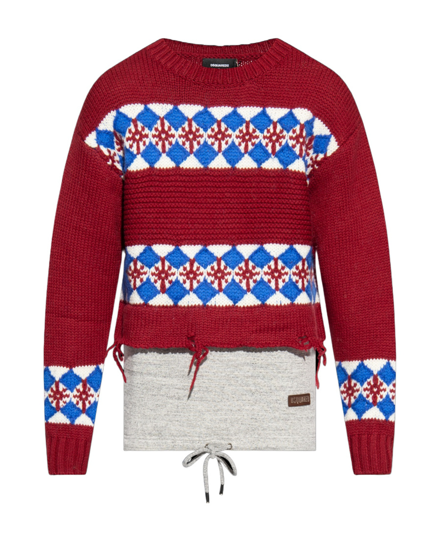 Distressed-finish wool jumper