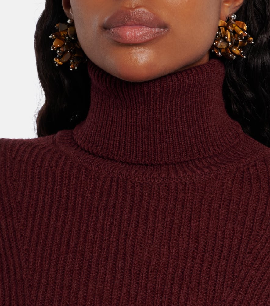 Ribbed-knit wool turtleneck sweater