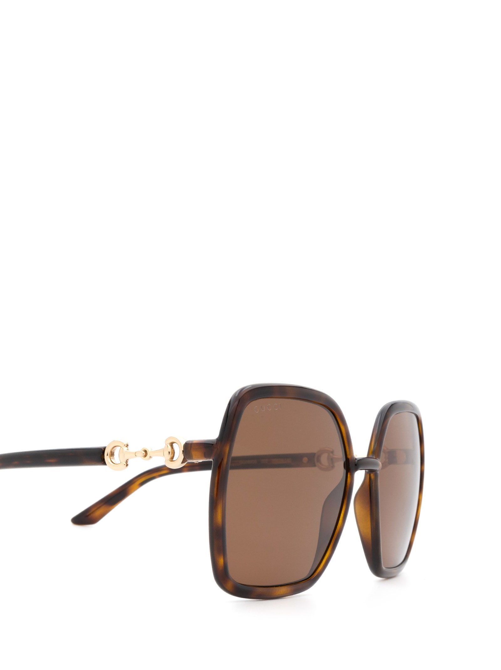 Oversize-frame horsebit-detail sunglasses - Brown
