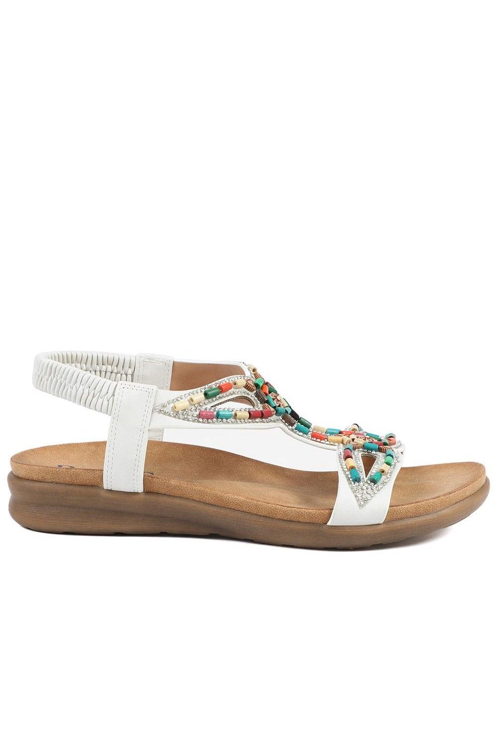 Pavers Women's Elasticated Embellished Slingback Sandals in White