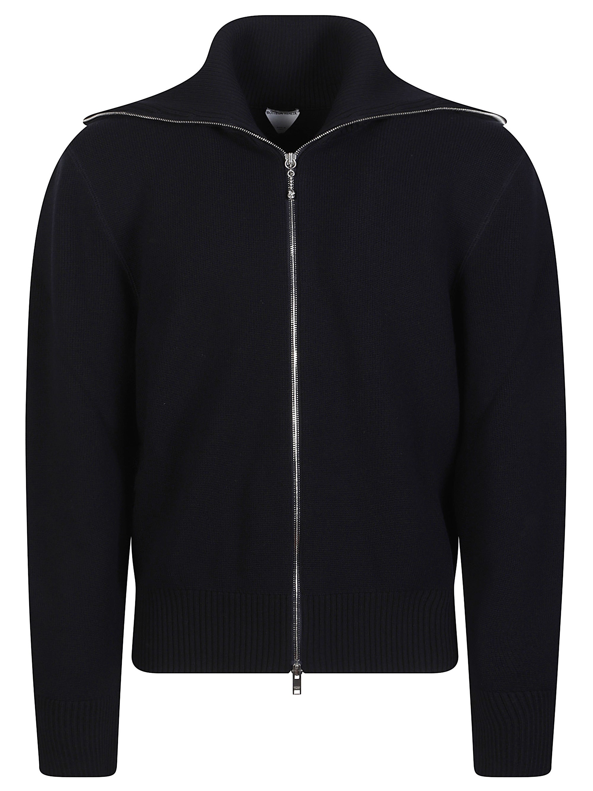Knit Zip-Up Sweater with Ribbed Details for Men