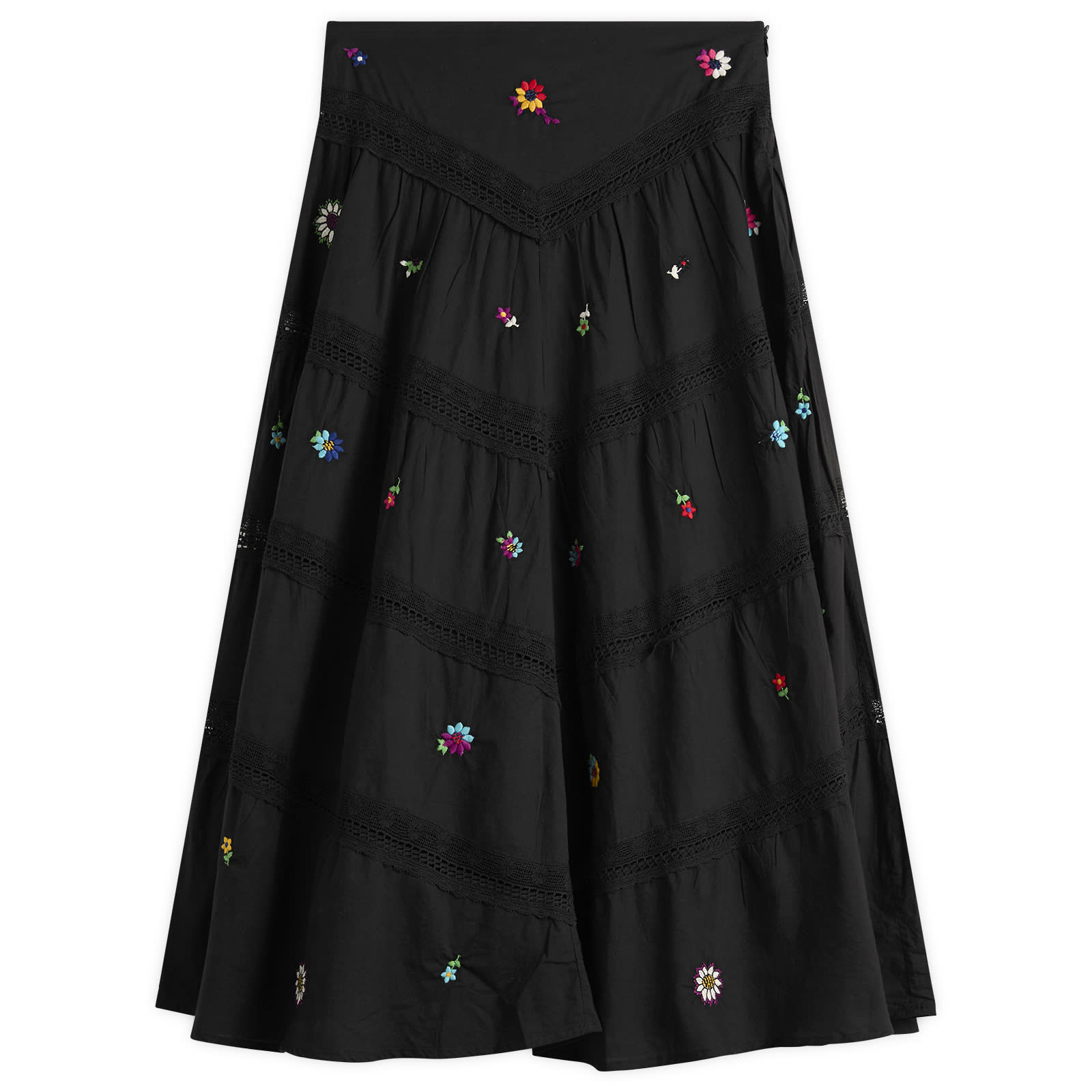Women's Sigrid Skirt Sun Embroidery Black