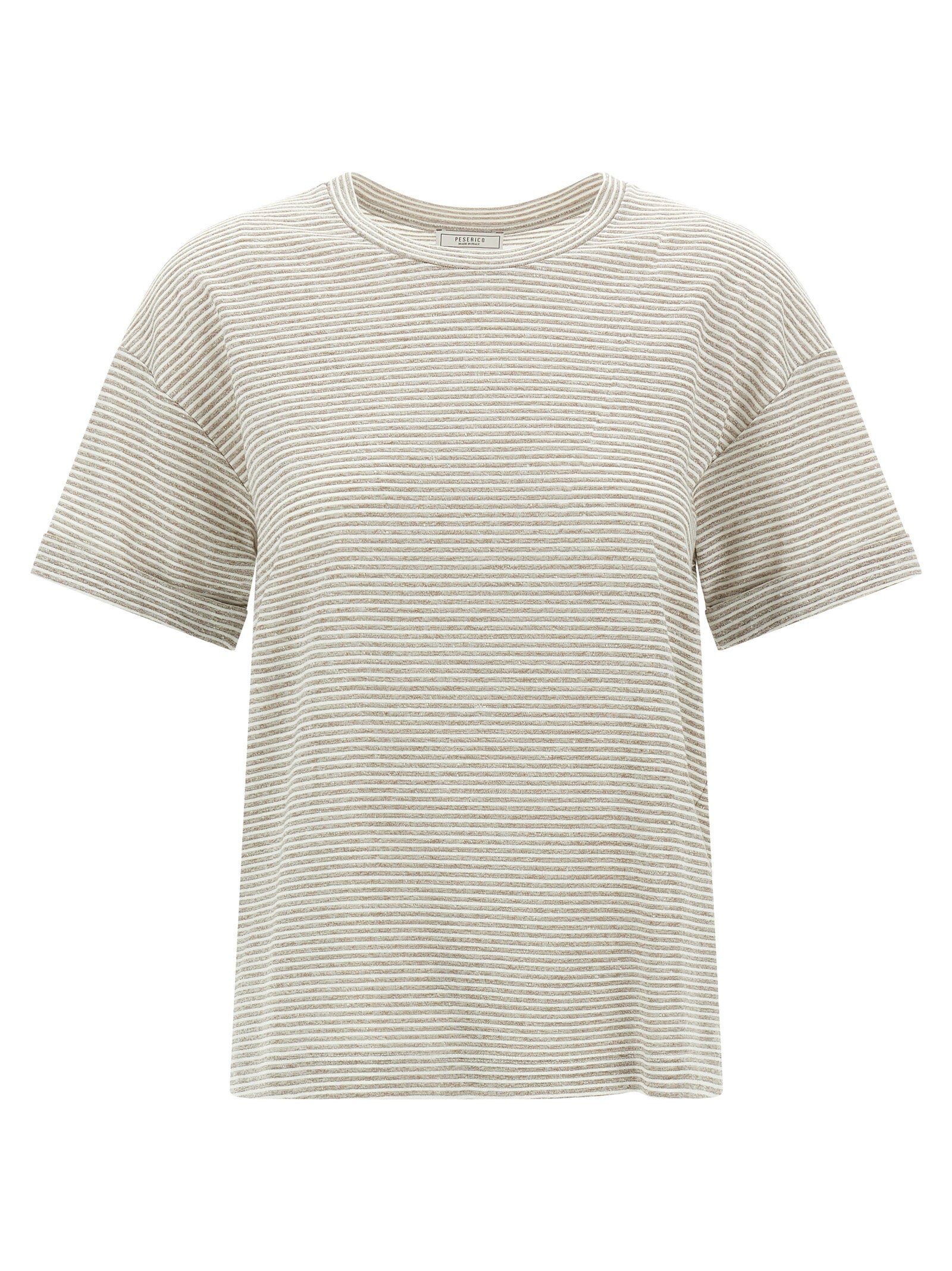 Striped Lamé T-shirt — White