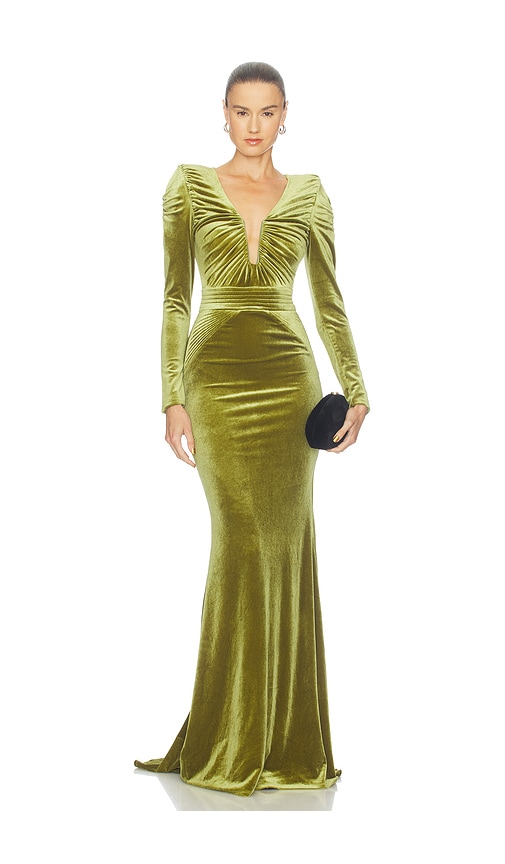 Zhivago The Bloom Velvet Gown in Olive. 6 also