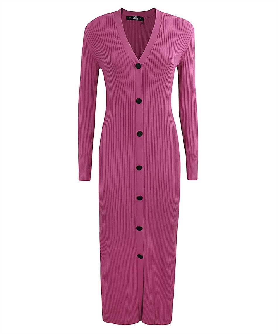 Button-up ribbed maxi dress - Purple