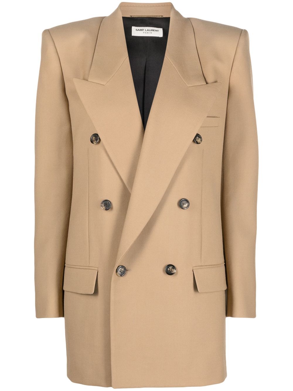 Double-breasted wool blazer - Neutrals
