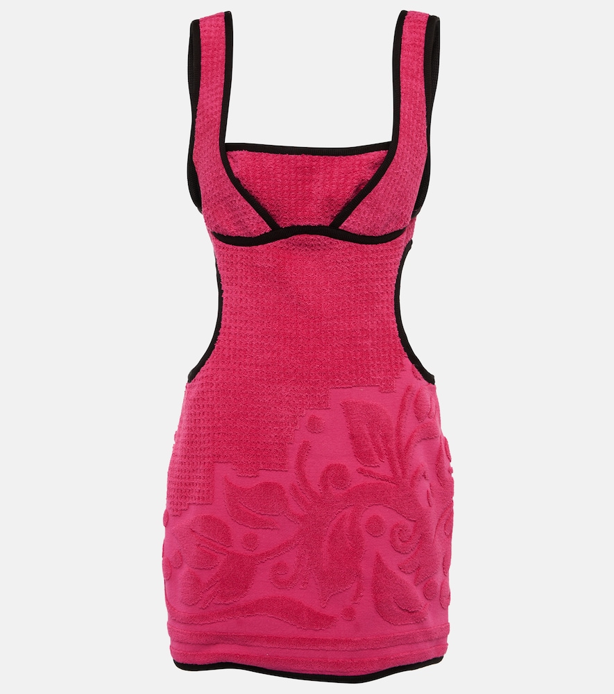 Jacquard cutout cotton minidress