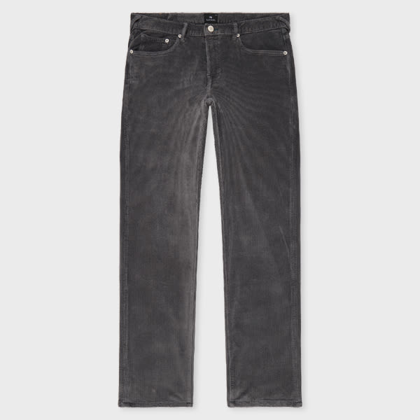 Relaxed Tapered-Fit Smoke Grey Corduroy Trousers