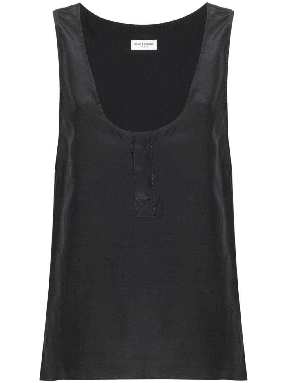 Henley-neck silk tank top
