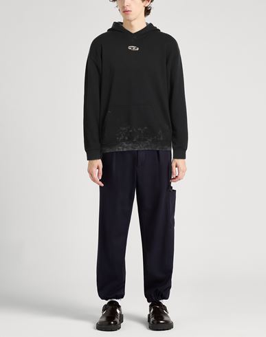 Man Sweatshirt Black Size L Cotton, Elastane