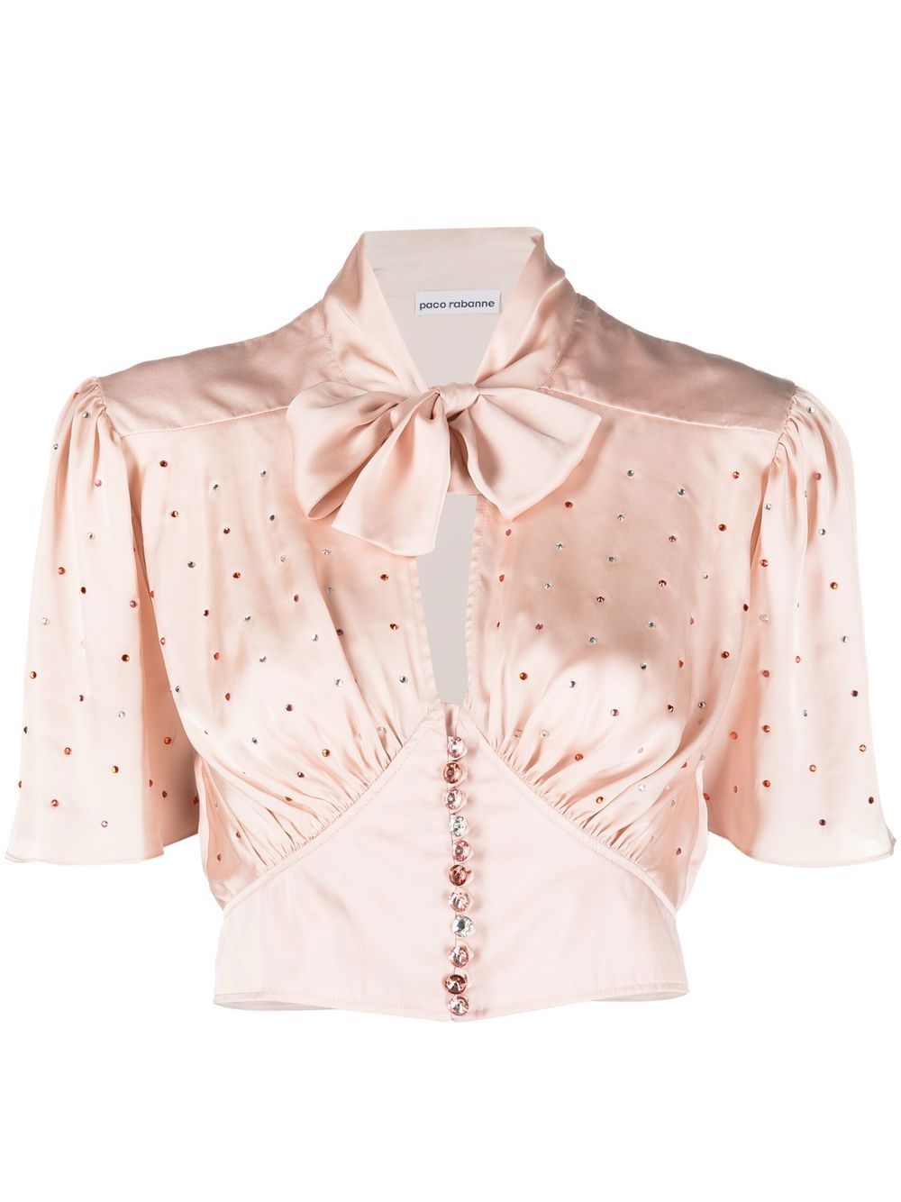 Sequin-embellished cropped blouse - Pink