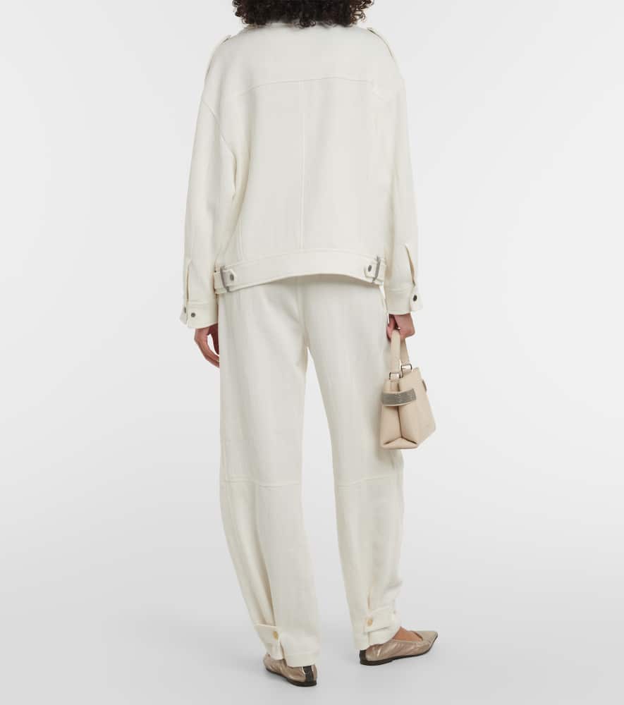 Cotton and linen biker jacket