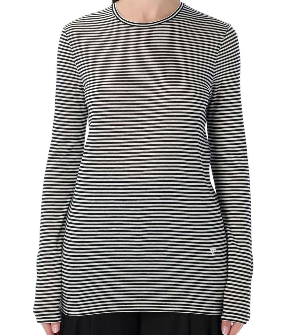 Black Crew Neck Stripes T-Shirt