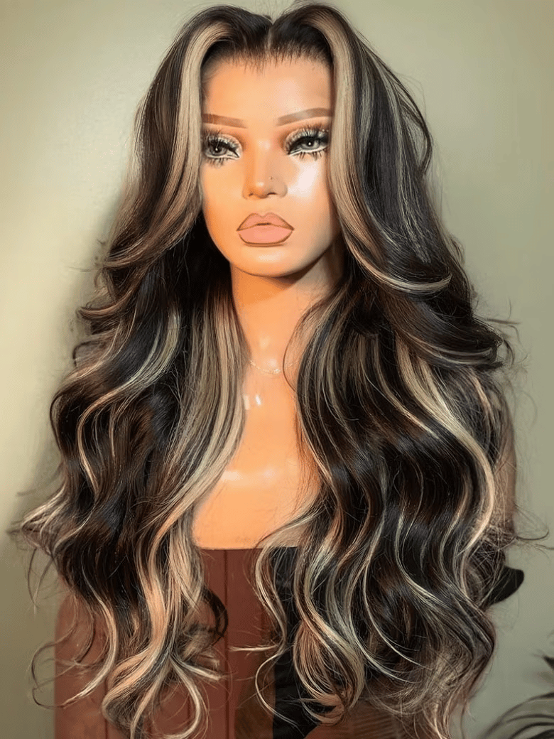 7x5 Bye-Bye Knots Wig Lace Loose Wave Butterscotch Highlights Brown 150% Density