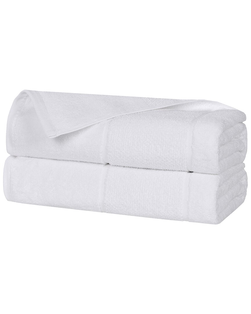 Superior Set of 2 Mile Smart Twist Cotton Medium Weight Solid Broad Border  Bath Sheets