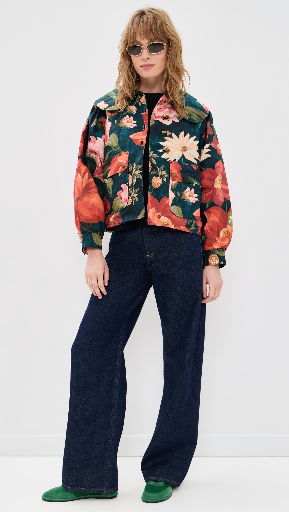 X Farm Rio Wild Casual Jacket Navy Wildflower/Flower Navy