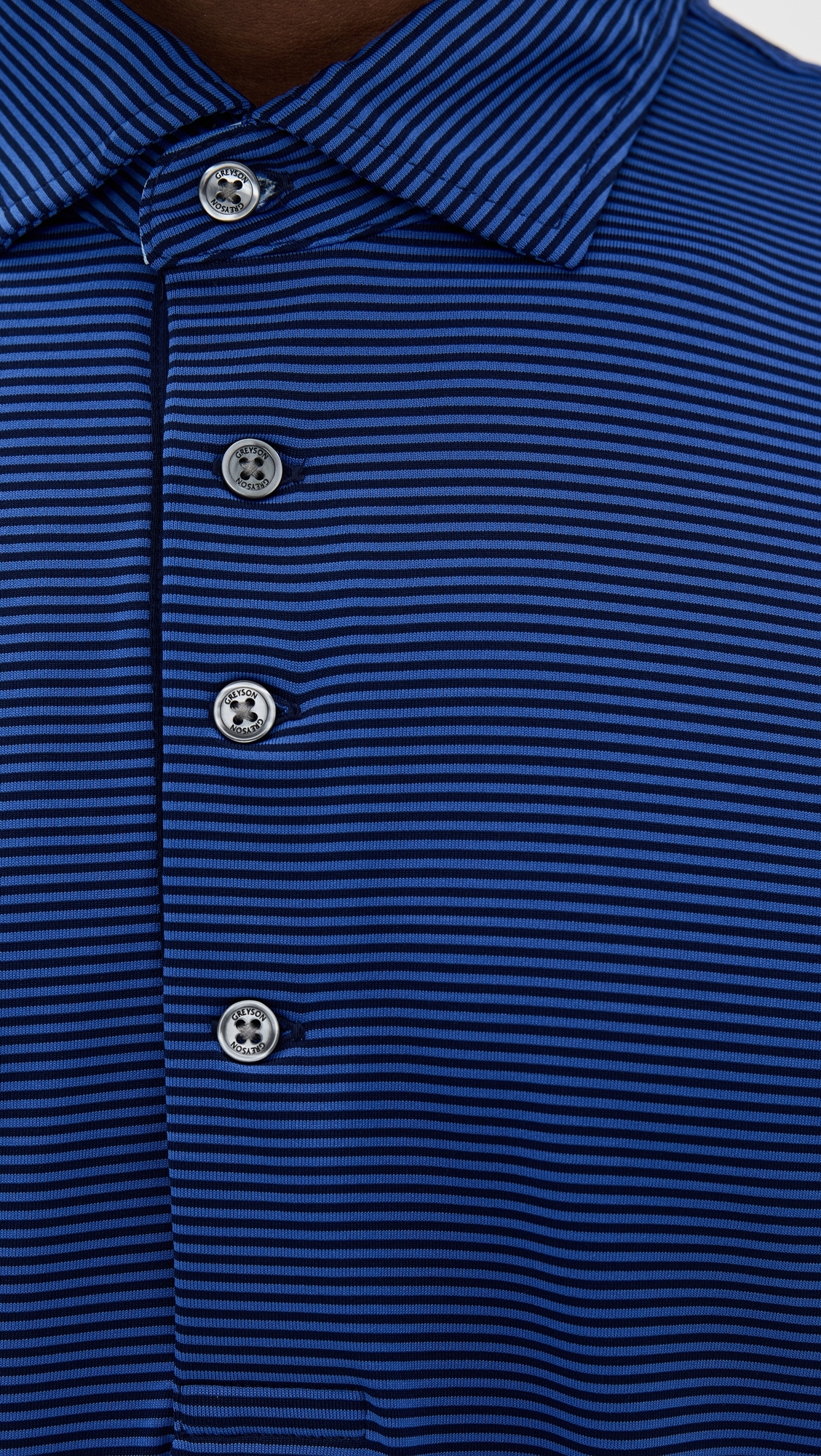 Greyson Saranac Striped Polo Dart/Maltese Blue
