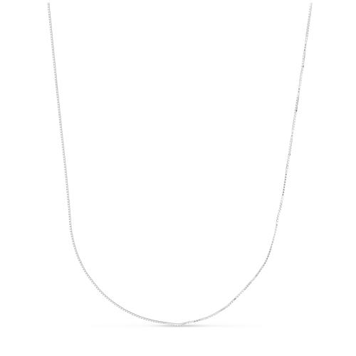 "14K White Gold Box Chain Adjustable 22"" Necklace"