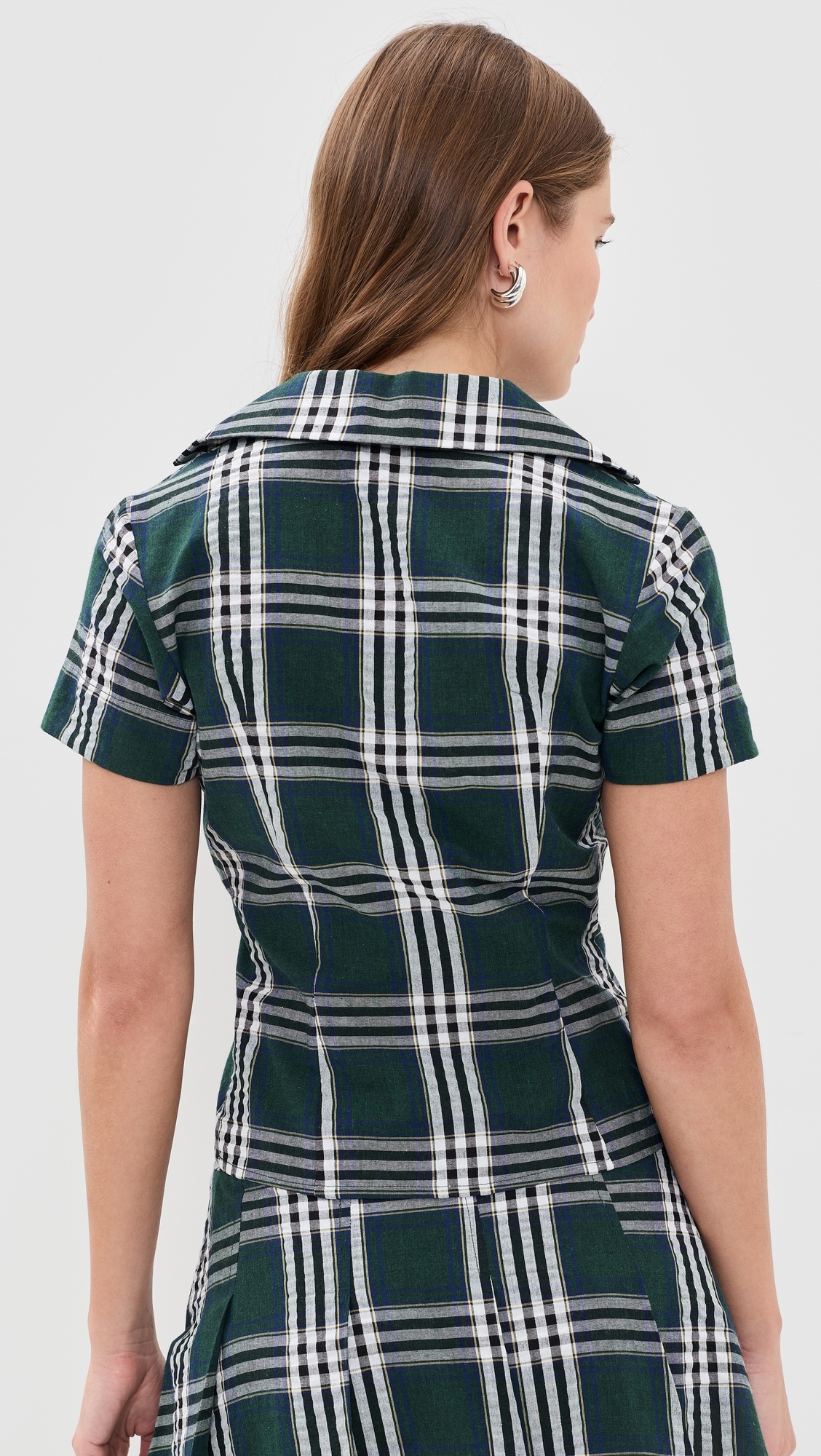Plaid Cotton Little Button Down Shirt Green