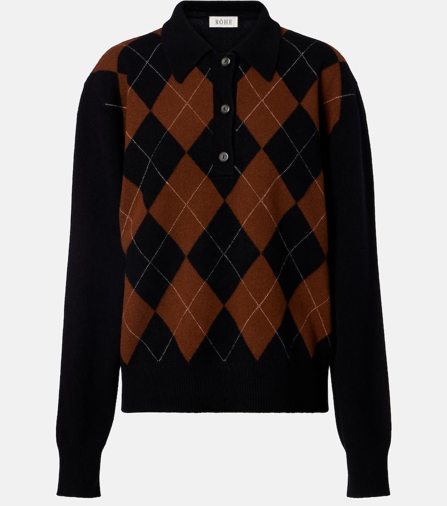 Róhe Argyle wool polo sweater