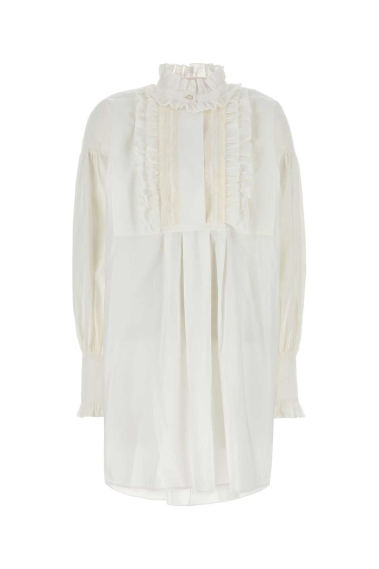 White Cotton Blend Dress