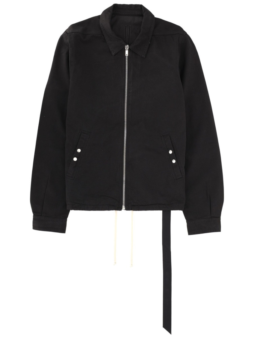 Black Solid Shirt Collar Jacket