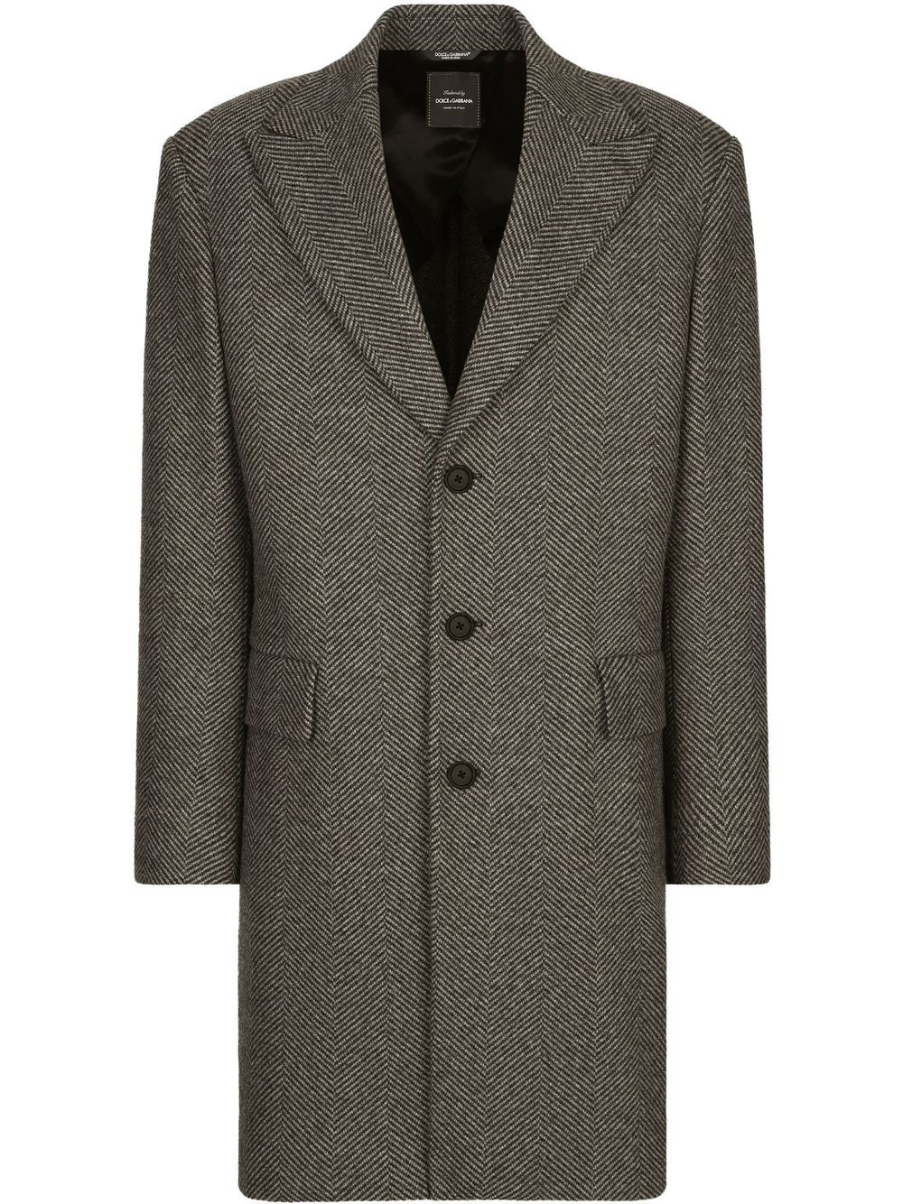 Tailored herringbone coat - Black