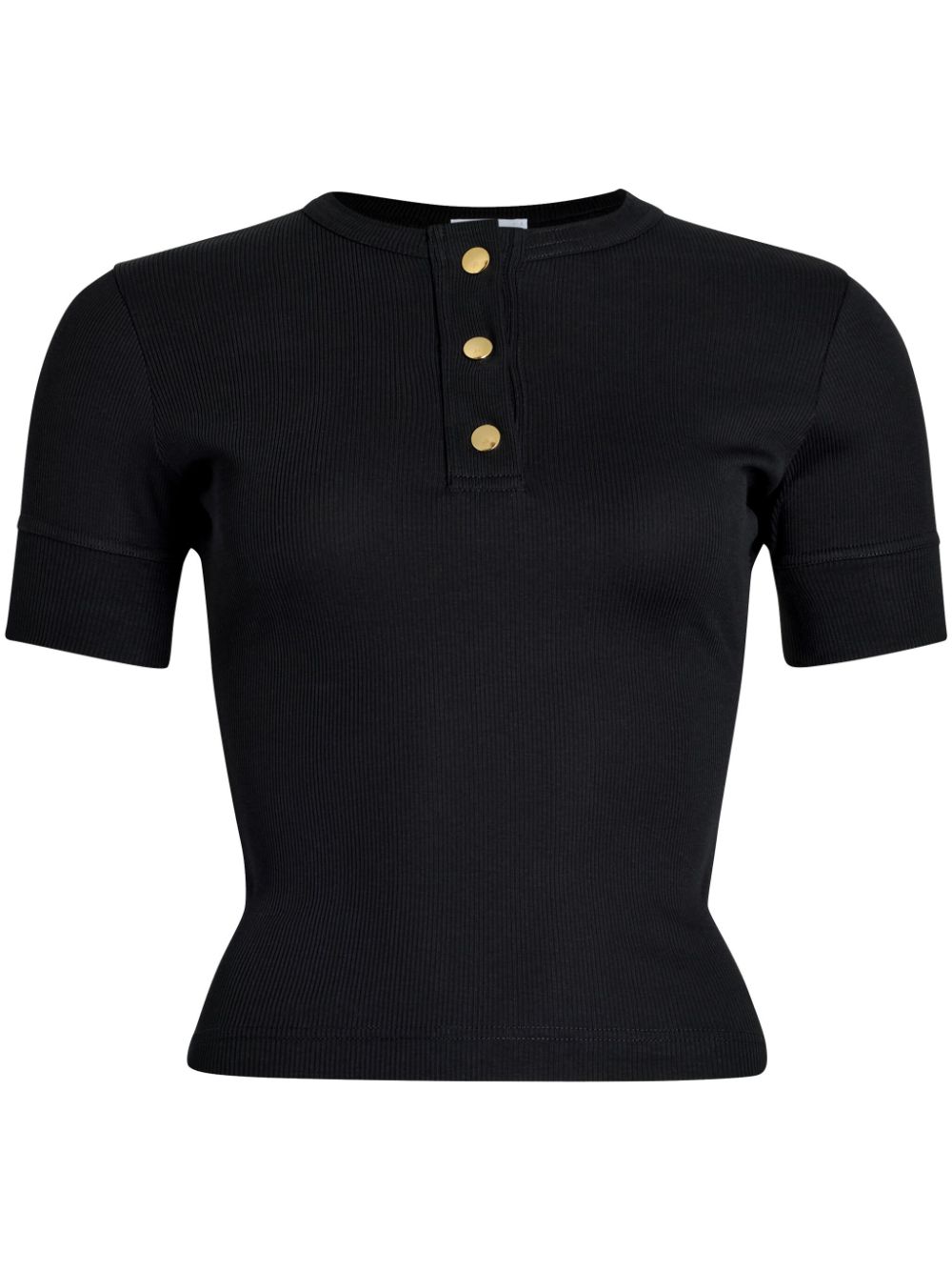 Organic-cotton Henley top - Black