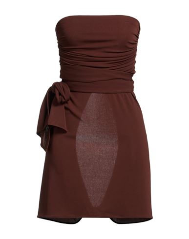Woman Top Brown Size 6 Polyester, Elastane