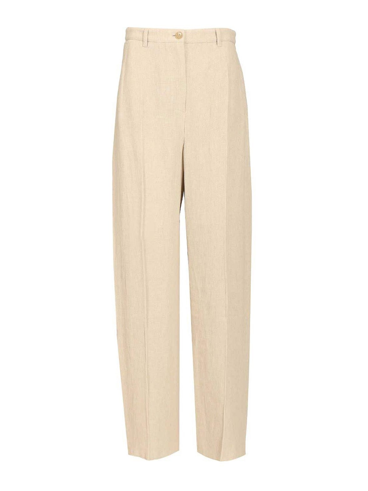 Beige Regular Flat Front Pants