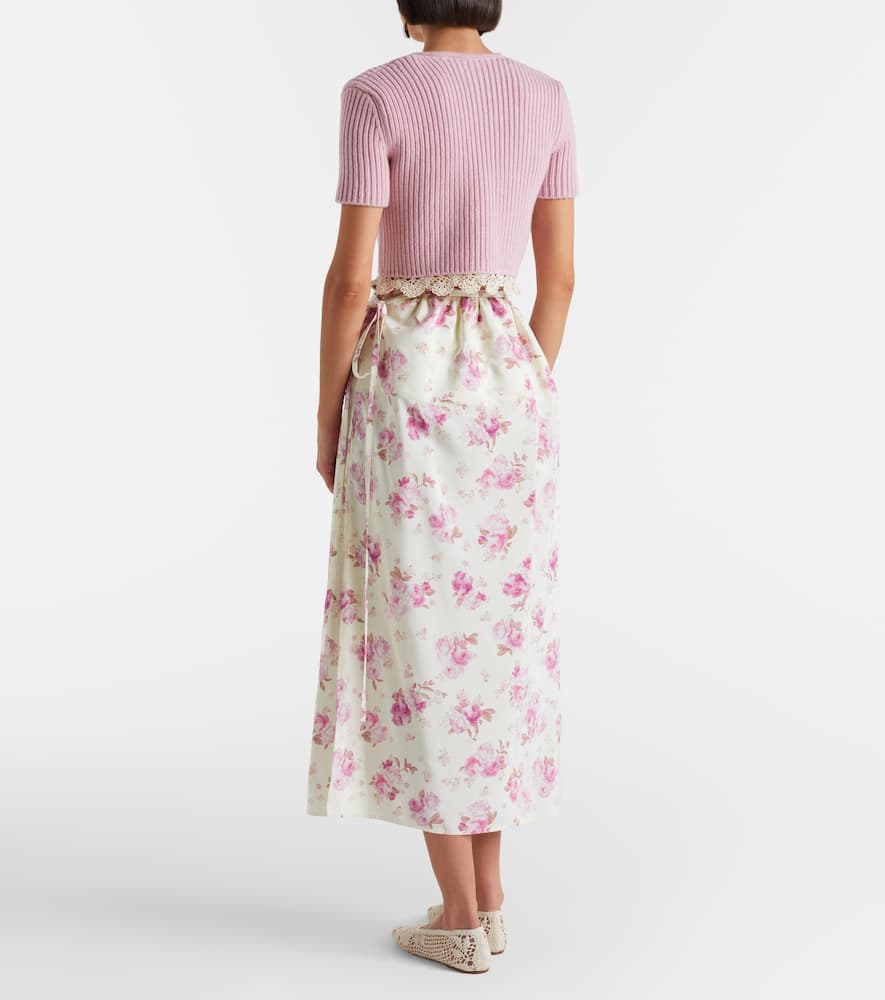 Floral silk midi dress